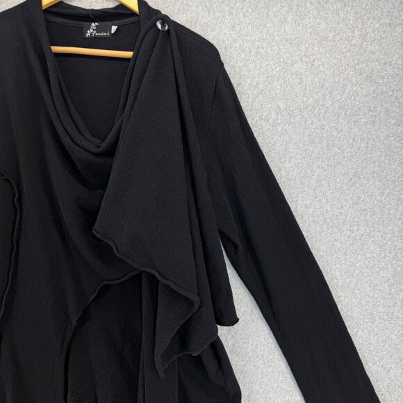 Fenini Womens Size Large Black Asymmetrical Design Wrape Sweater Button Detail - Picture 10 of 16